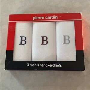 Pierre Cardin 3 Monogrammed Handkerchiefs B.  All cotton.  New old stock